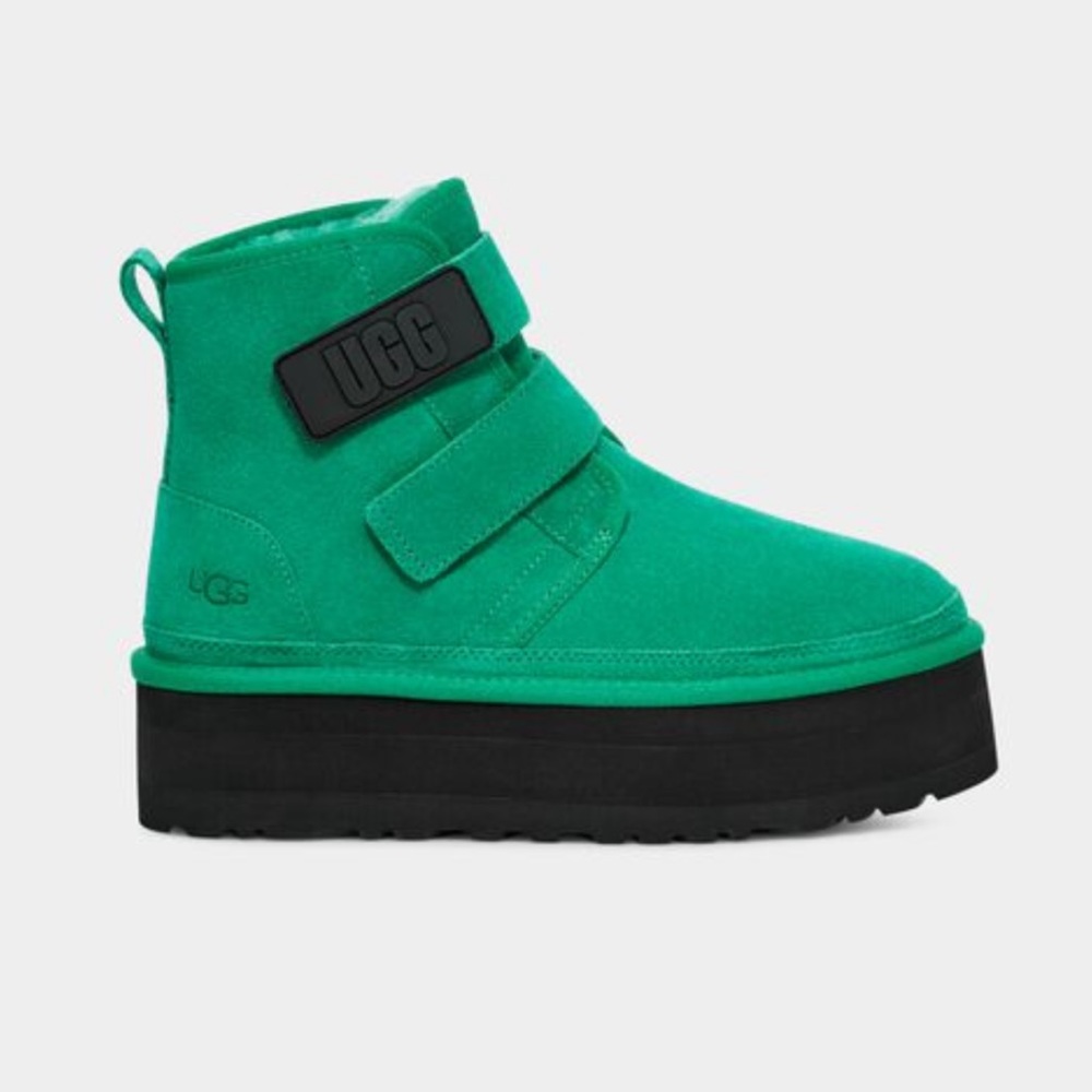 🆕UGG SIZE10 EMERALD GREEN NEUMEL PLATFORM BOOT KELLY GREEN STRAP BLACK PLATFORM
